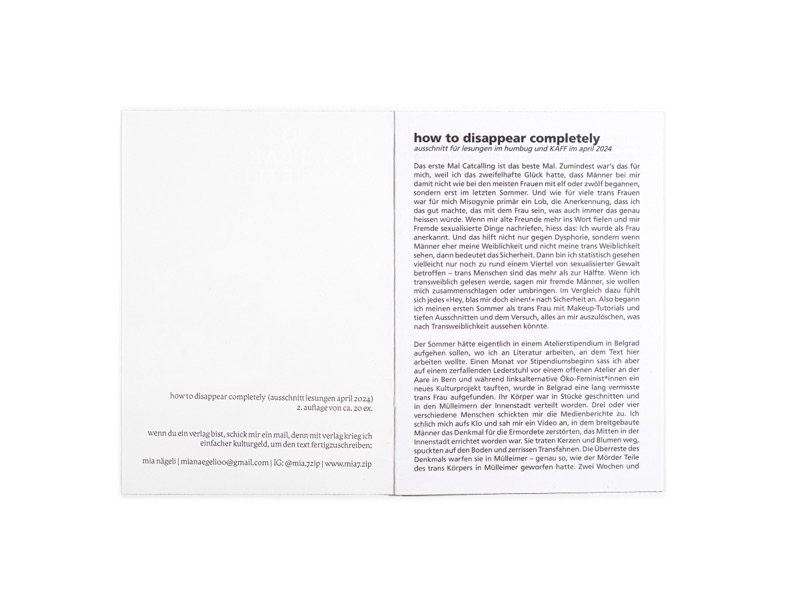 How to Disappear Completely — Bilddokumentation